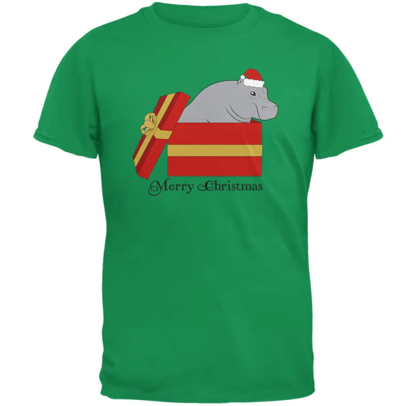Merry Christmas Hippo Hippopotamus Cute Mens T Shirt sold by Old Glory