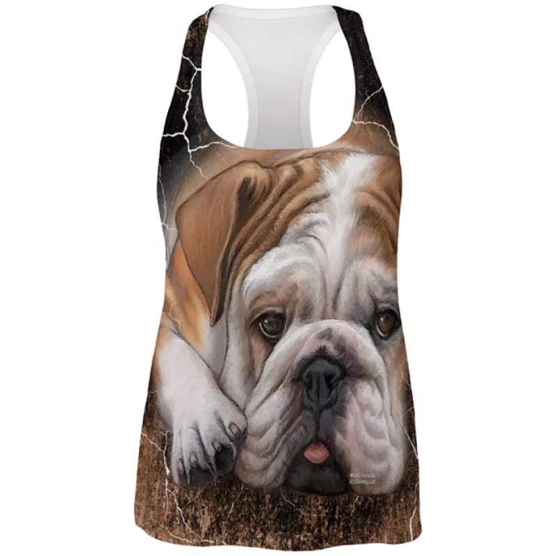 English Bulldog Live Forever All Over Womens Work Out Tank Top sold by Old Glory
