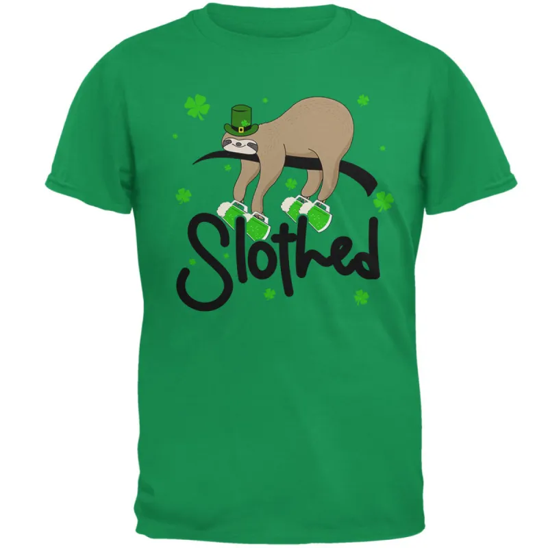 St. Patrick's Day Slothed Sloth Sloshed Drinking Mens T Shirt made by Old Glory