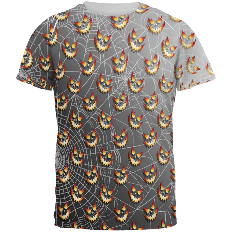 Halloween Spider Webs and Jack-O-Lanterns All Over Mens T Shirt sold by Old Glory