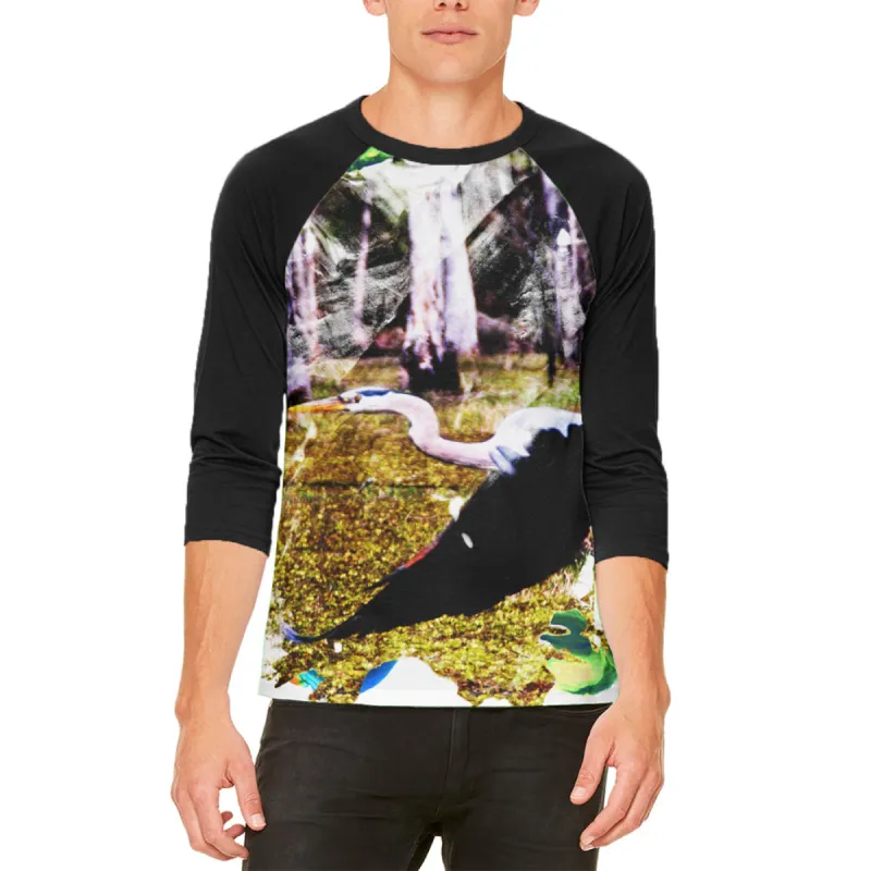 Great Blue Heron Abstract Paint Mens Raglan T Shirt sold by Old Glory