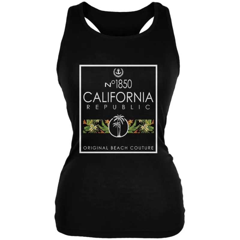 Floral Palm Tree Beach Couture California Republic Juniors Soft Tank Top sold by Old Glory
