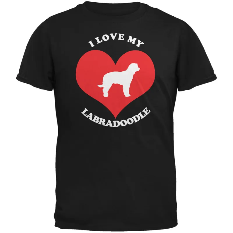 Valentines I Love My Labradoodle Black Adult T-Shirt made by Old Glory