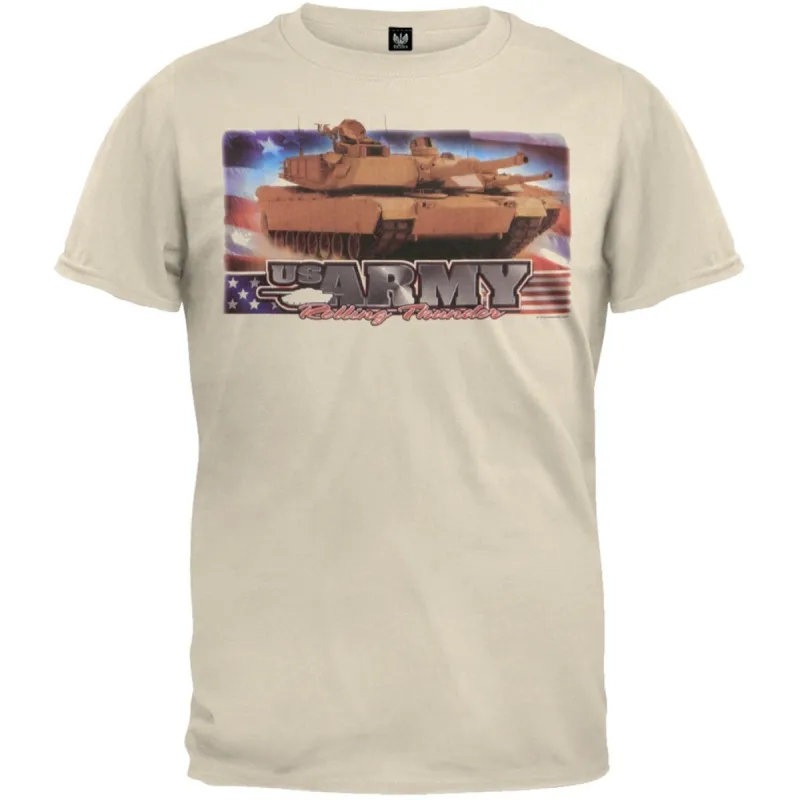Army - Rolling Thunder Cream Adult T-Shirt sold by Old Glory