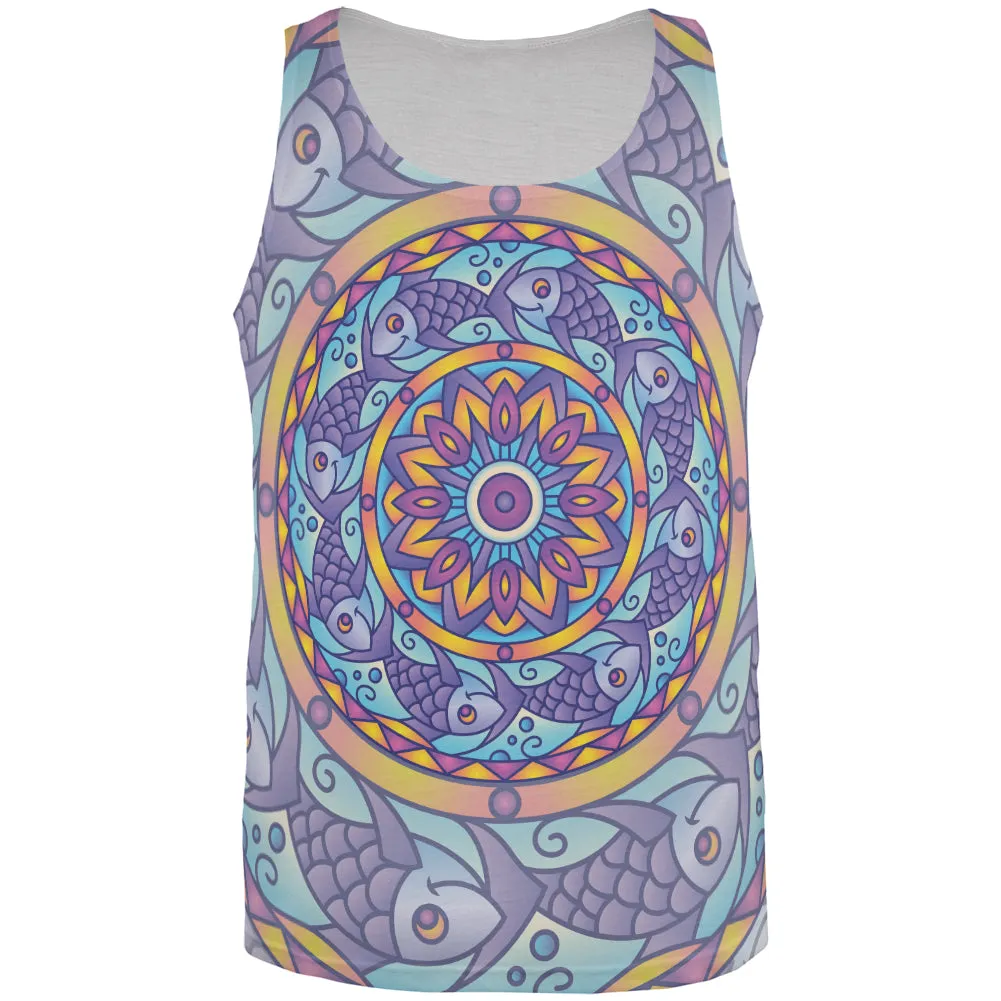 Mandala Trippy Stained Glass Fish All Over Mens Tank Top sold by Old Glory