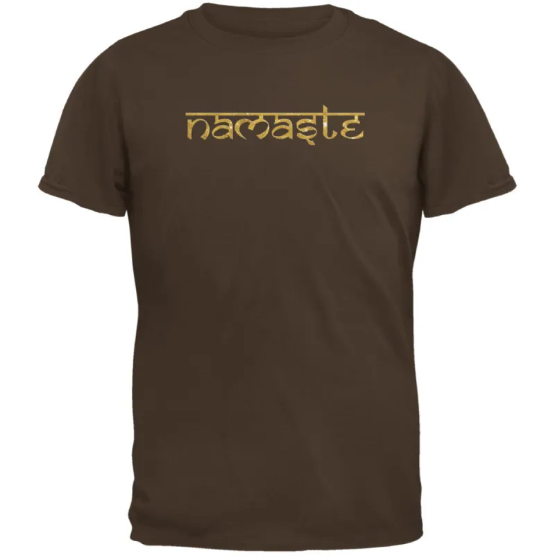 Yoga Namaste Sanskrit Brown Adult T-Shirt sold by Old Glory