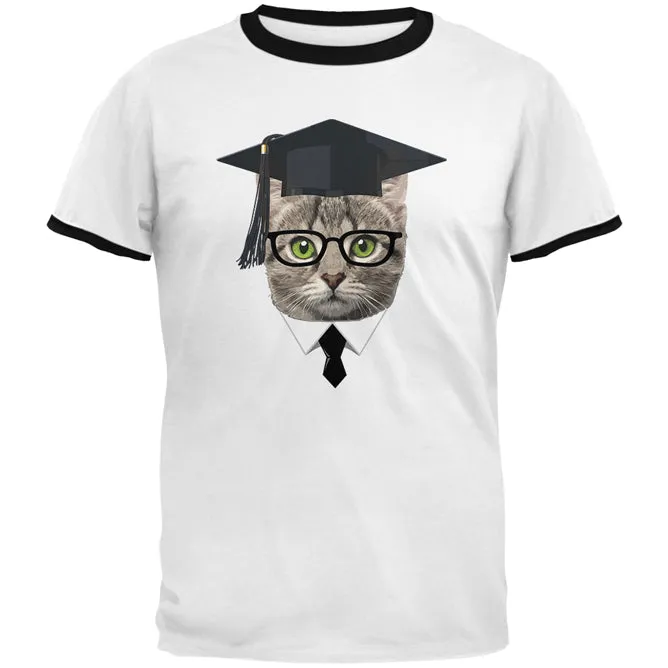Graduation Funny Cat Mens Ringer T Shirt sold by Old Glory product image thumbnail 3