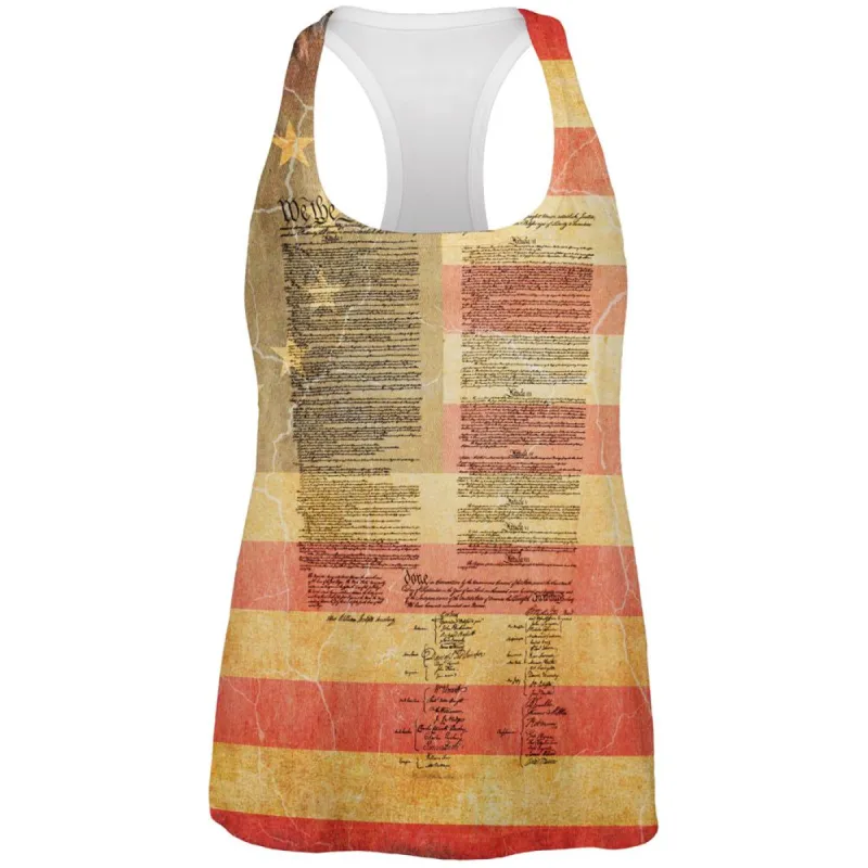 July 4th United States Constitution Betsy Ross Flag All Over Womens Work Out Tank Top sold by Old Glory