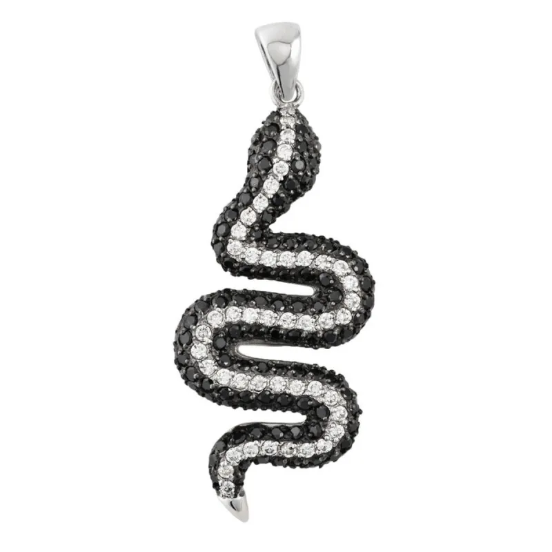 Zirconia Studded Snake Sterling Silver Pendant sold by Old Glory