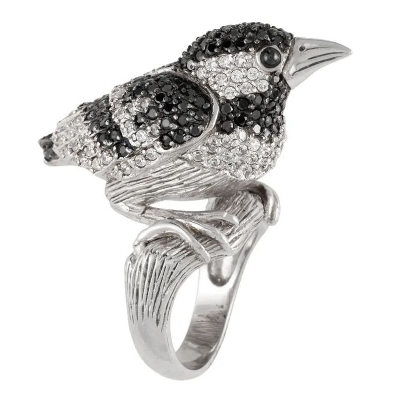Zirconia Studded Bird Sterling Silver Ring sold by Old Glory