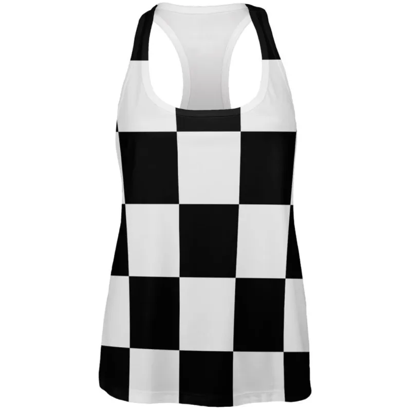 Finish Line Checkered Flag All Over Womens Racerback Tank Top sold by Old Glory
