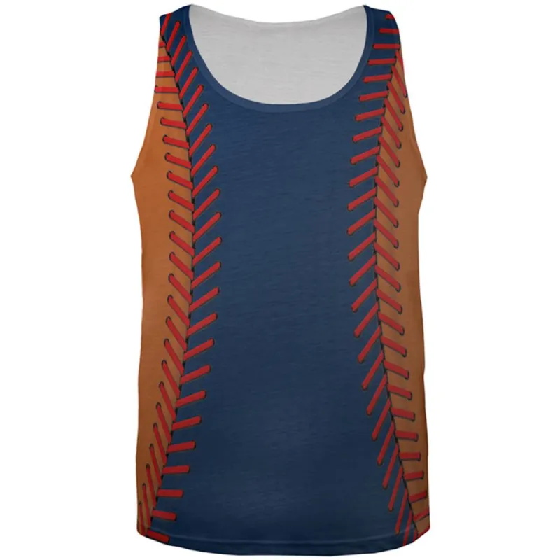 Baseball League Navy Blue and Orange All Over Mens Tank Top sold by Old Glory