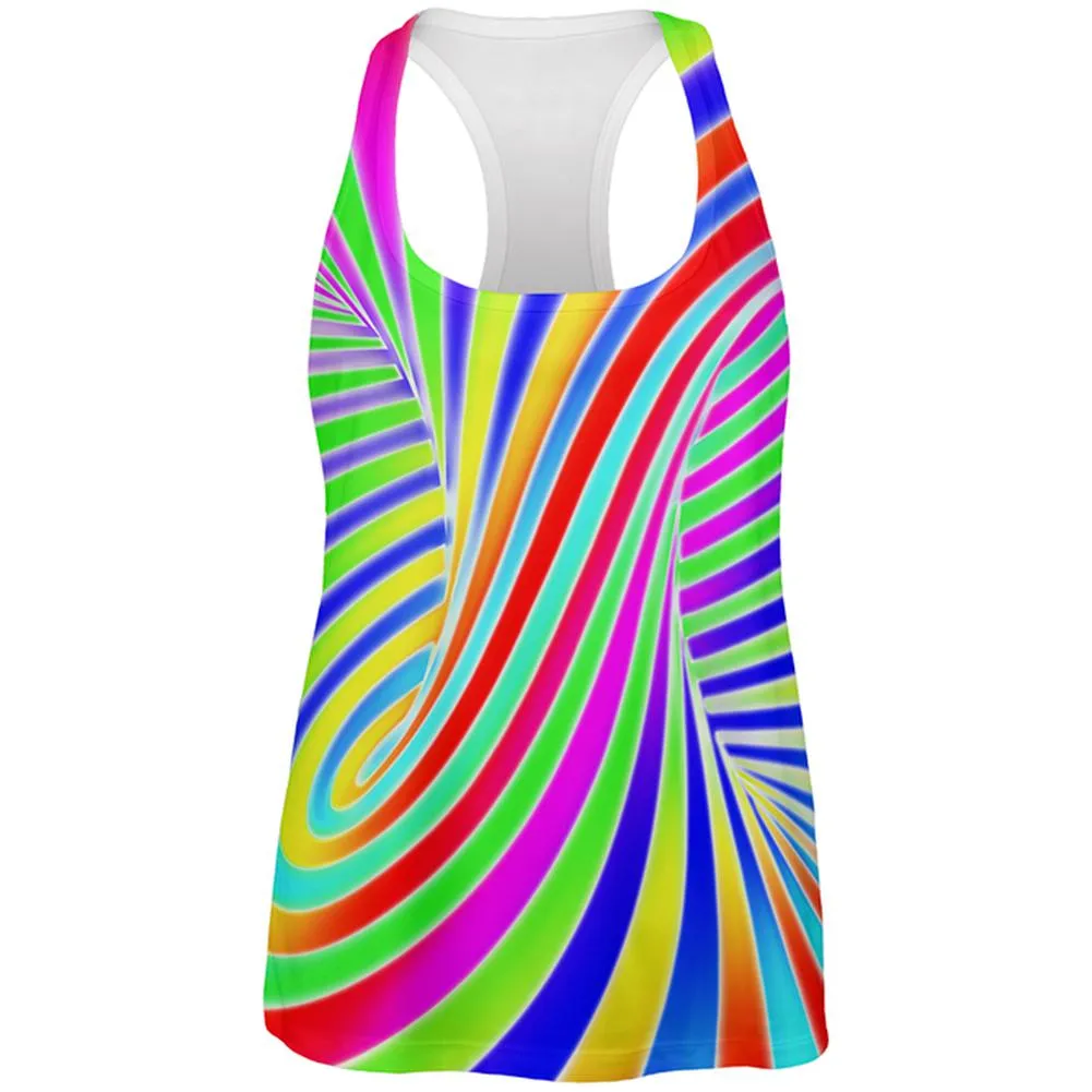 Rainbow Trippy Swirl All Over Womens Work Out Tank Top sold by Old Glory