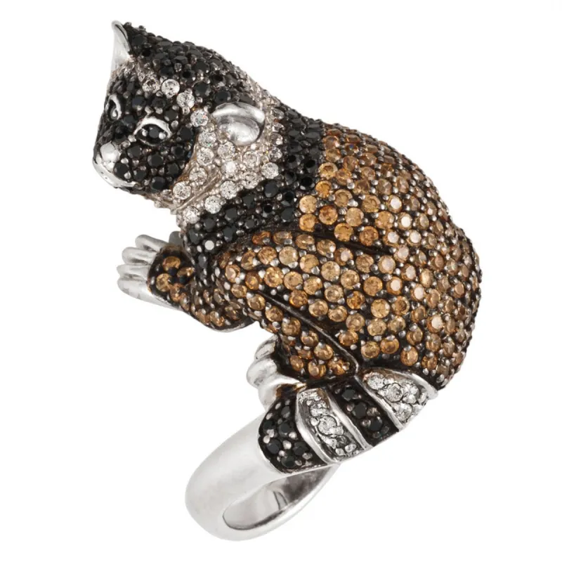 Zirconia Studded Lemur Sterling Silver Ring sold by Old Glory