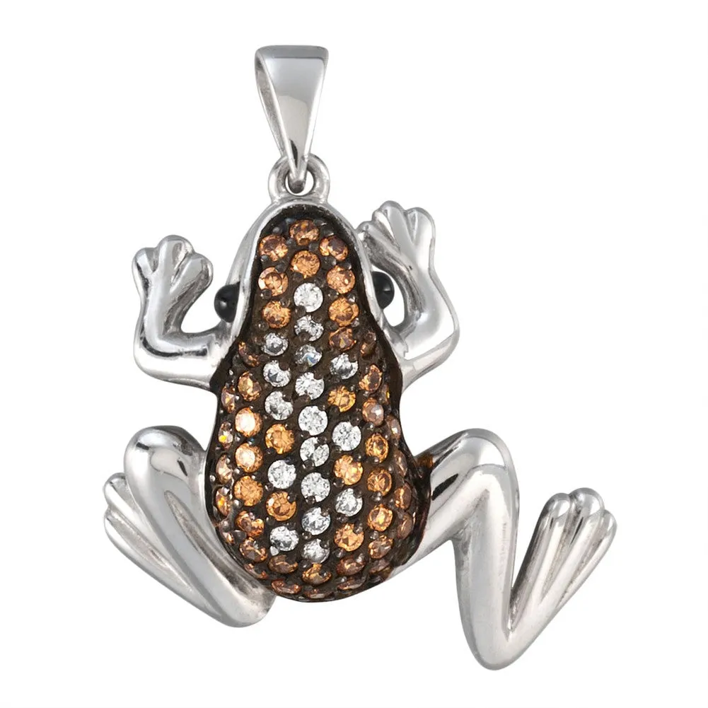 Zirconia Studded Frog Sterling Silver Pendant sold by Old Glory