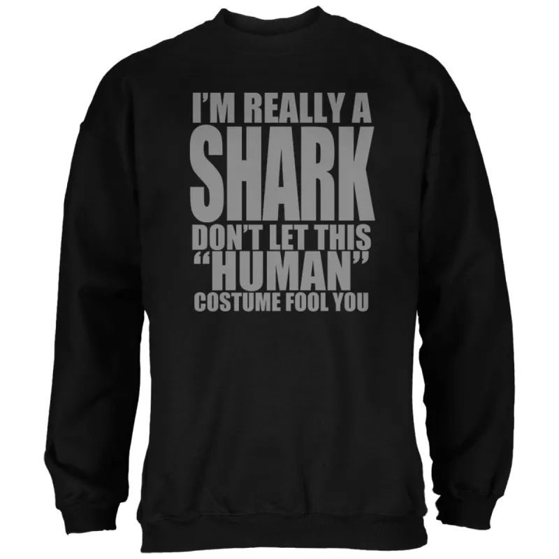 Halloween Human Shark Costume Black Adult Sweatshirt sold by Old Glory