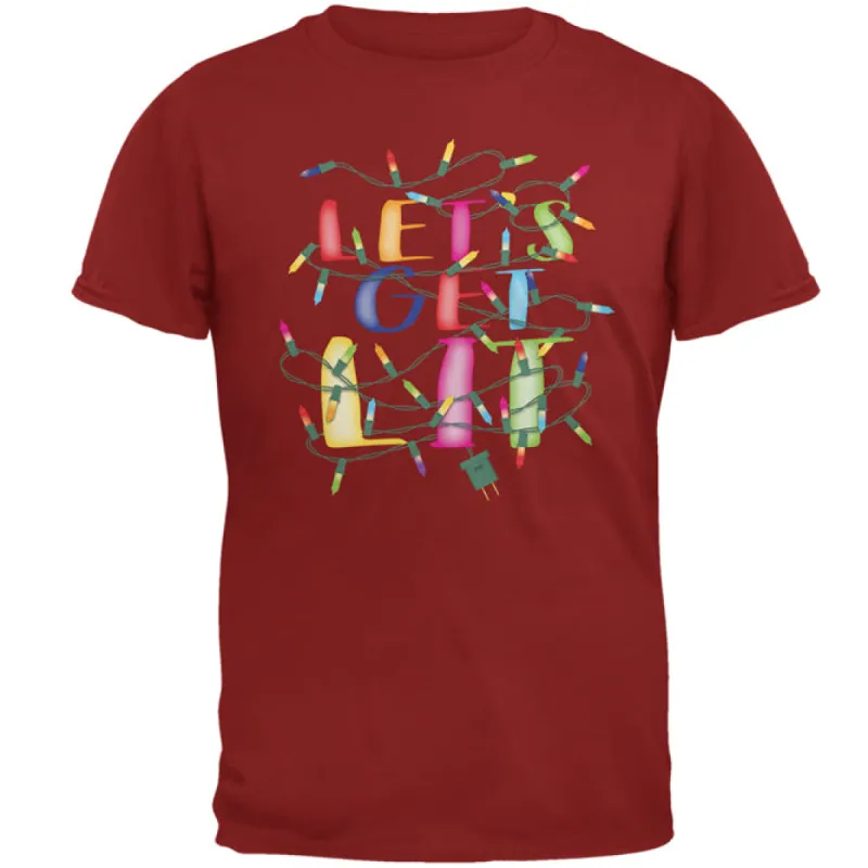 Christmas Lights Let's Get Lit Party Mens T Shirt sold by Old Glory
