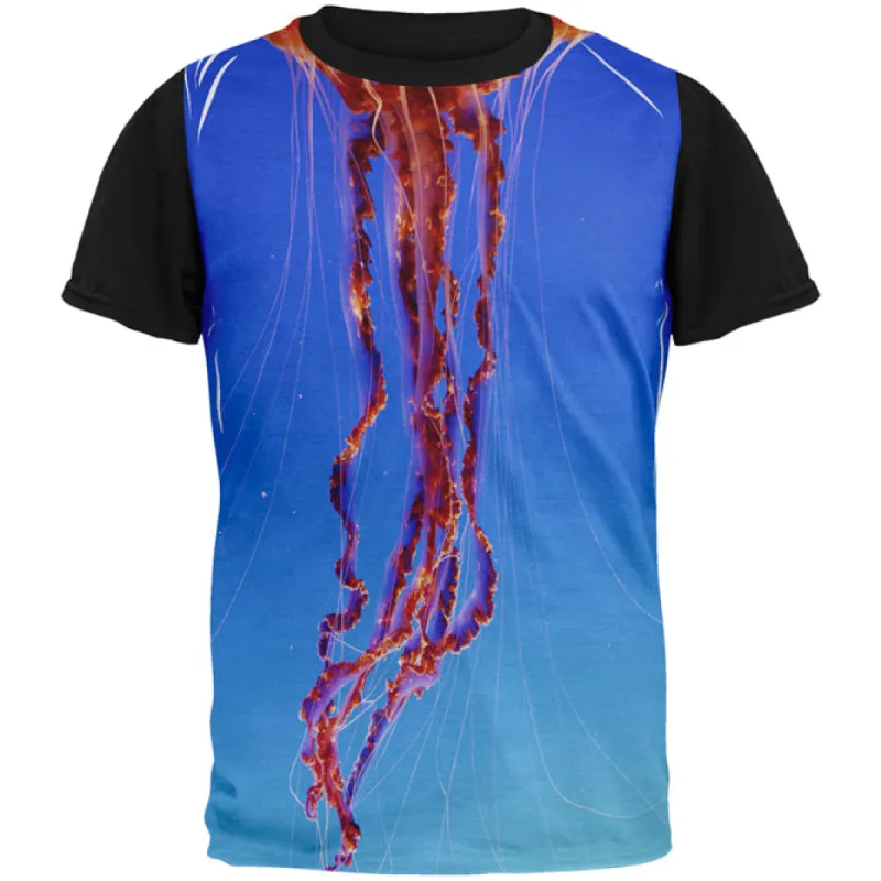 Halloween Orange Nettle Jellyfish Costume All Over Mens Black Back T Shirt sold by Old Glory