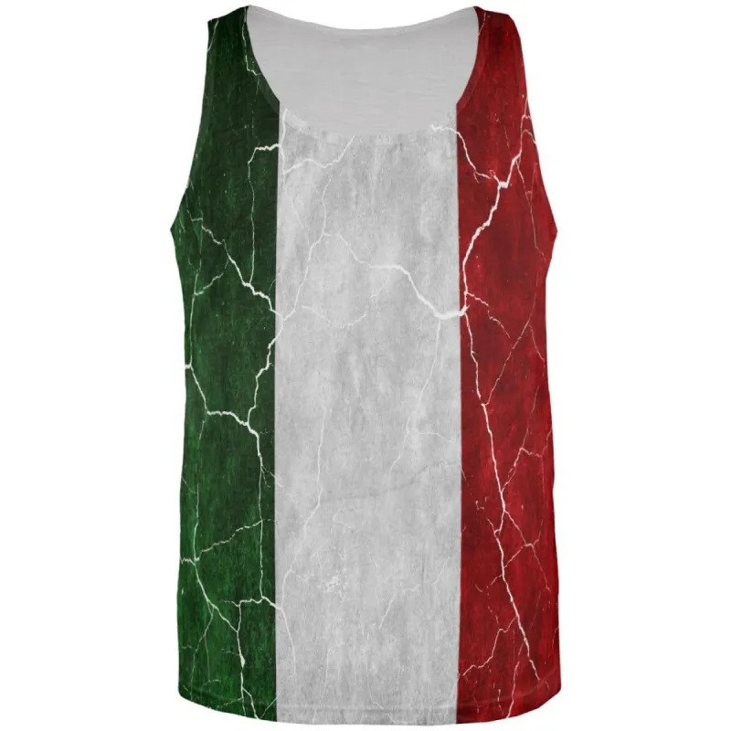 Distressed Italian Flag All Over Mens Tank Top sold by Old Glory