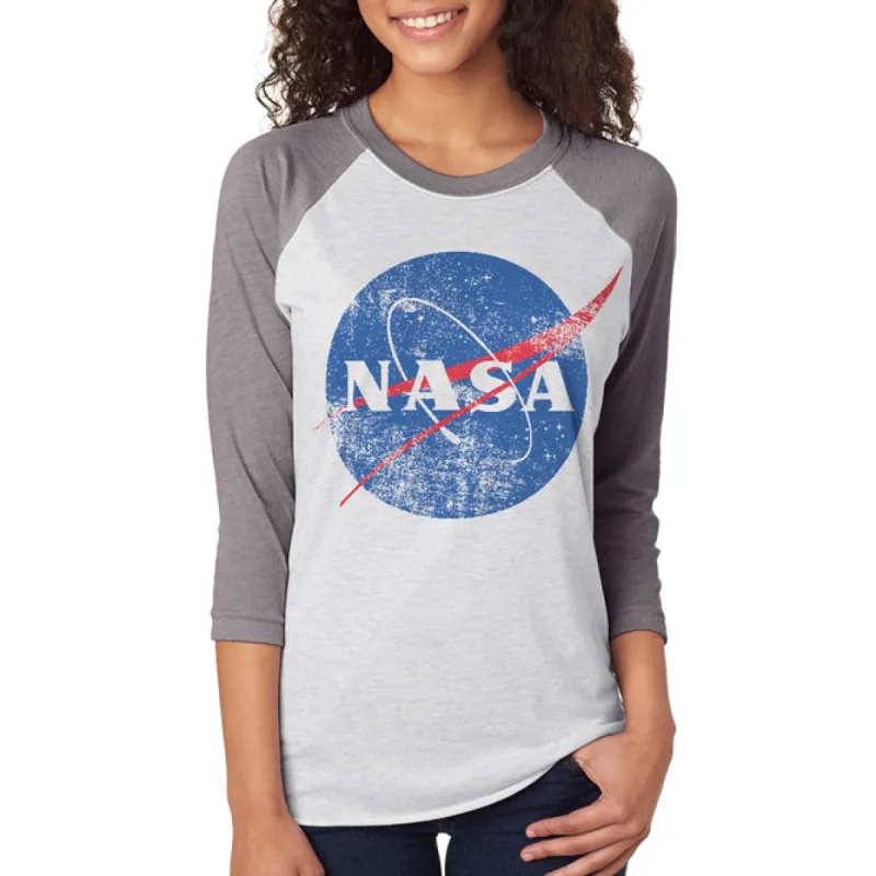 NASA Vintage Distressed Logo Unisex Raglan T Shirt sold by Old Glory