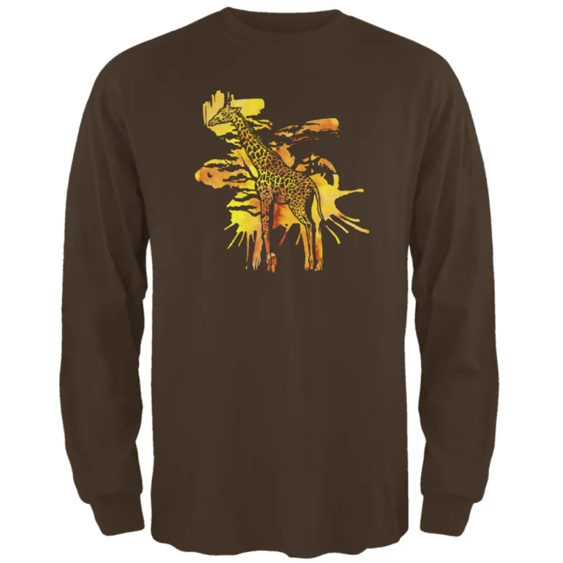 Giraffe Safari Splatter Mens Long Sleeve T Shirt sold by Old Glory