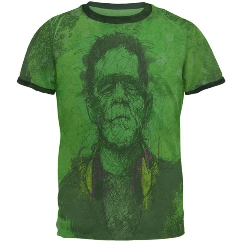 Halloween Frankenstein Raver Horror Movie Monster Mens Ringer T Shirt sold by Old Glory