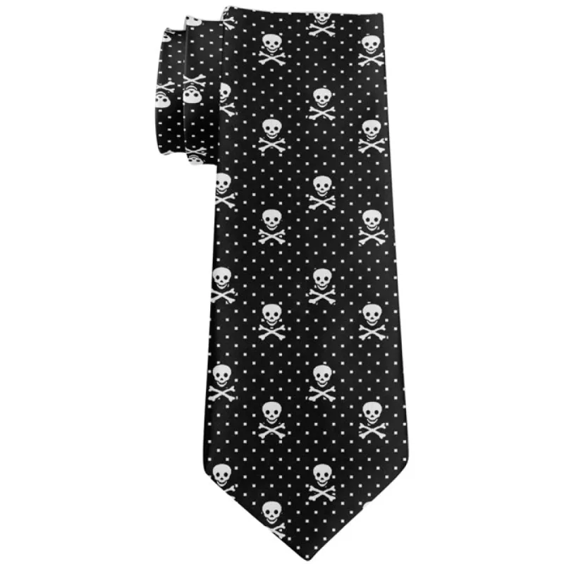 Christmas Skull and Crossbones Snowy All-Over All Over Neck Tie sold by Old Glory