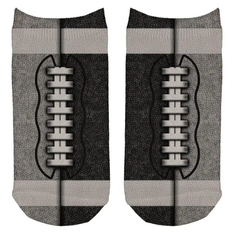 Fantasy Football Team Silver and Black All Over Adult Ankle Socks sold by Old Glory