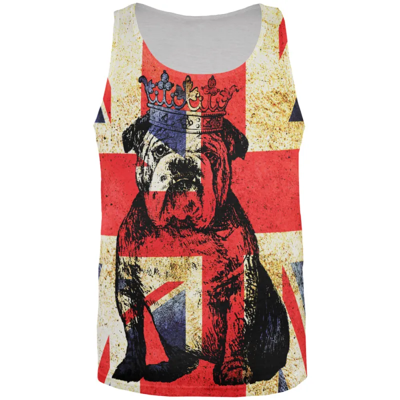 English British Bulldog Crown Grunge Flag All Over Mens Tank Top sold by Old Glory