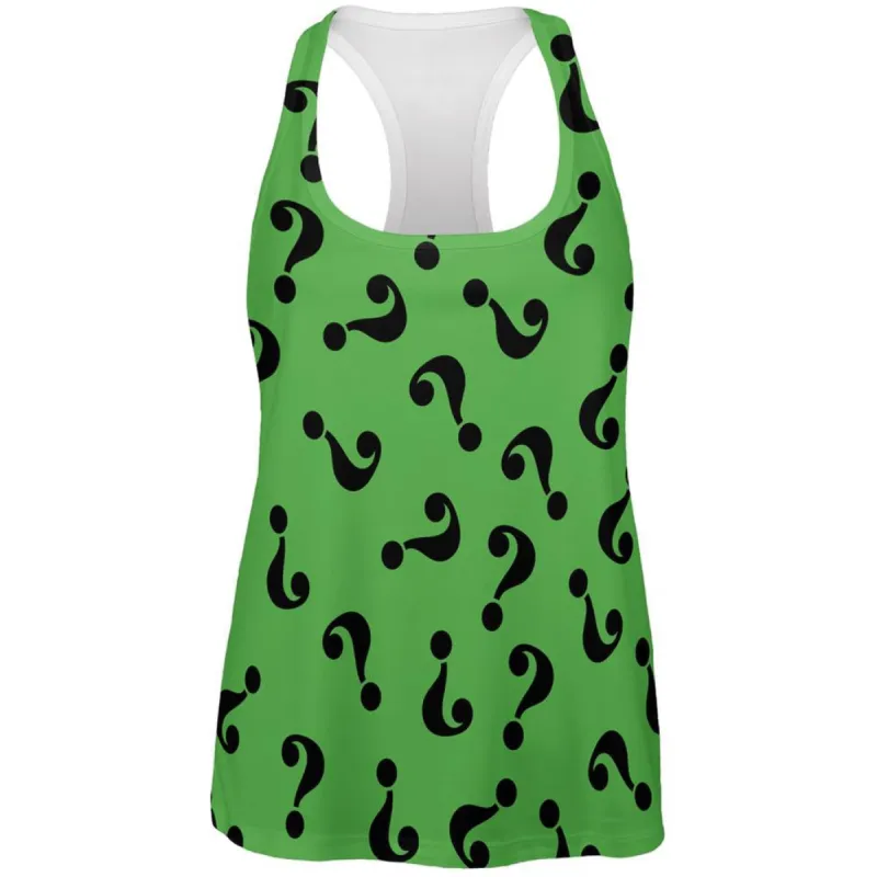 Halloween Riddle Me This Costume All Over Womens Racerback Tank Top sold by Old Glory