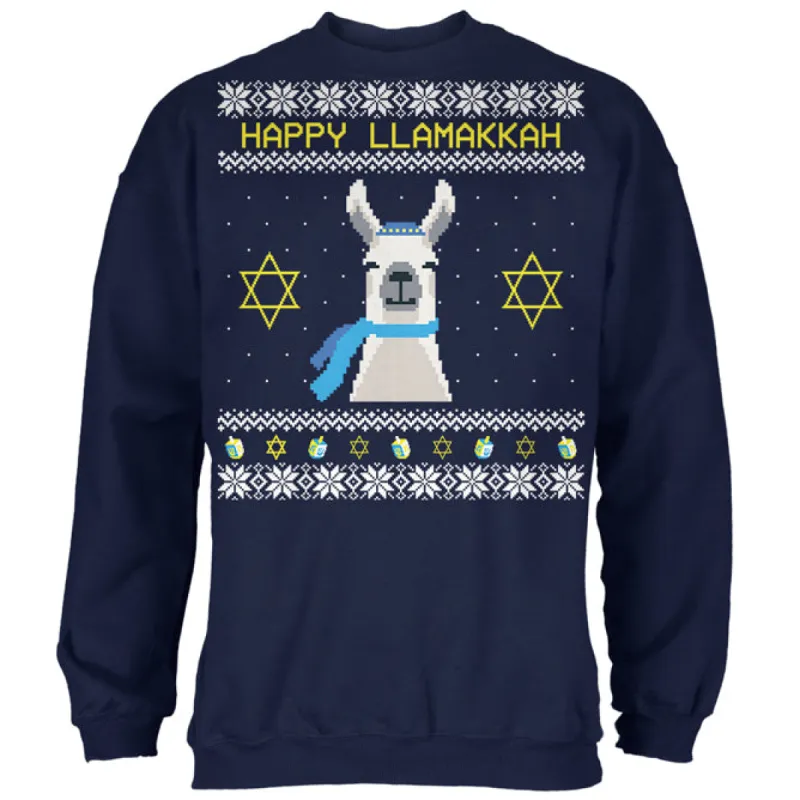 Llama Llamakkah Ugly Hanukkah Sweater Mens Sweatshirt sold by Old Glory