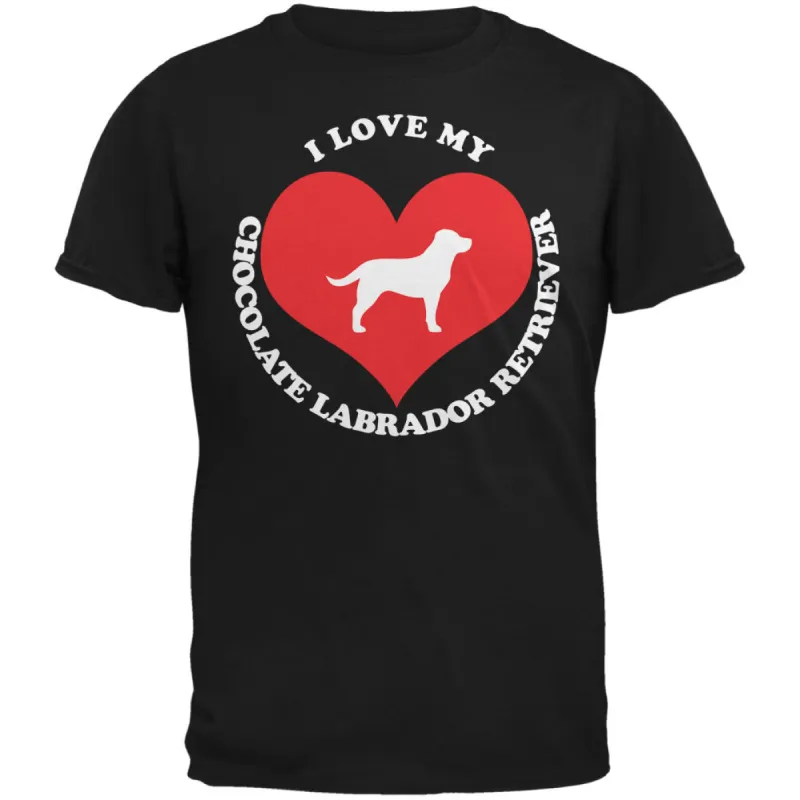 Valentines I Love My Chocolate Lab Black Adult T-Shirt sold by Old Glory