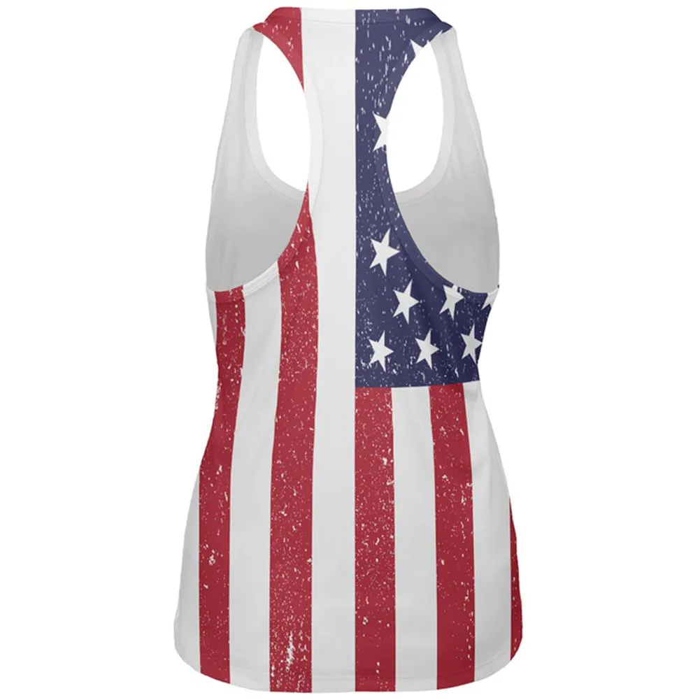 4th of July American Flag Distressed All Over Womens Work Out Tank Top sold by Old Glory product image thumbnail 2