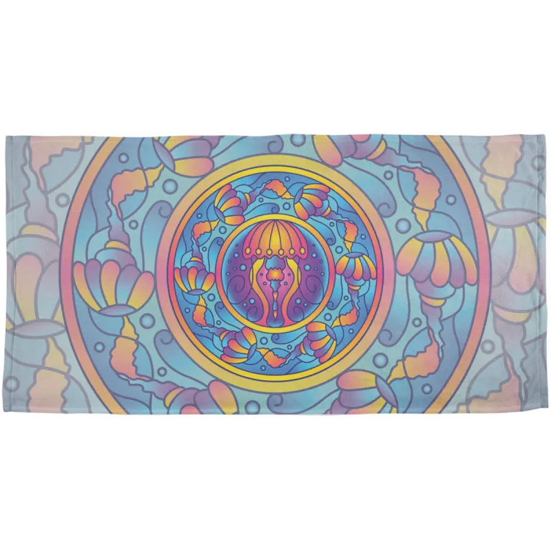 Mandala Trippy Stained Glass Jellyfish All Over Beach Towel sold by Old Glory