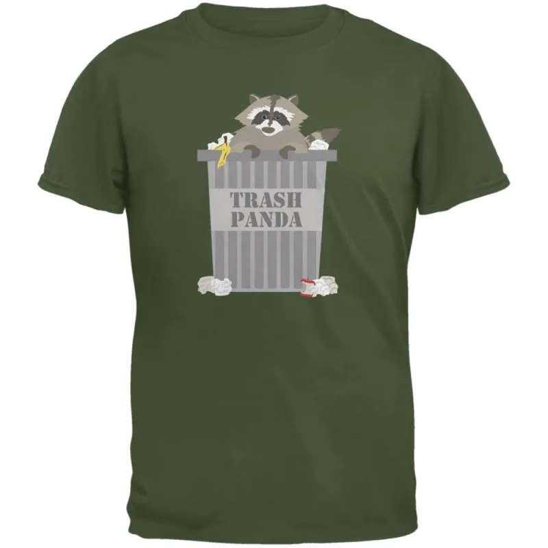 Trash Panda Raccoon Military Green Adult T-Shirt sold by Old Glory