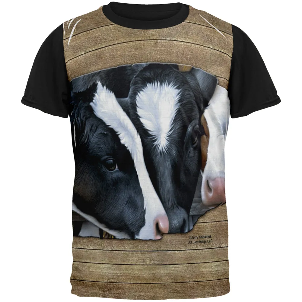 Queens of the Dairy Farm Cows All Over Mens Black Back T Shirt sold by Old Glory