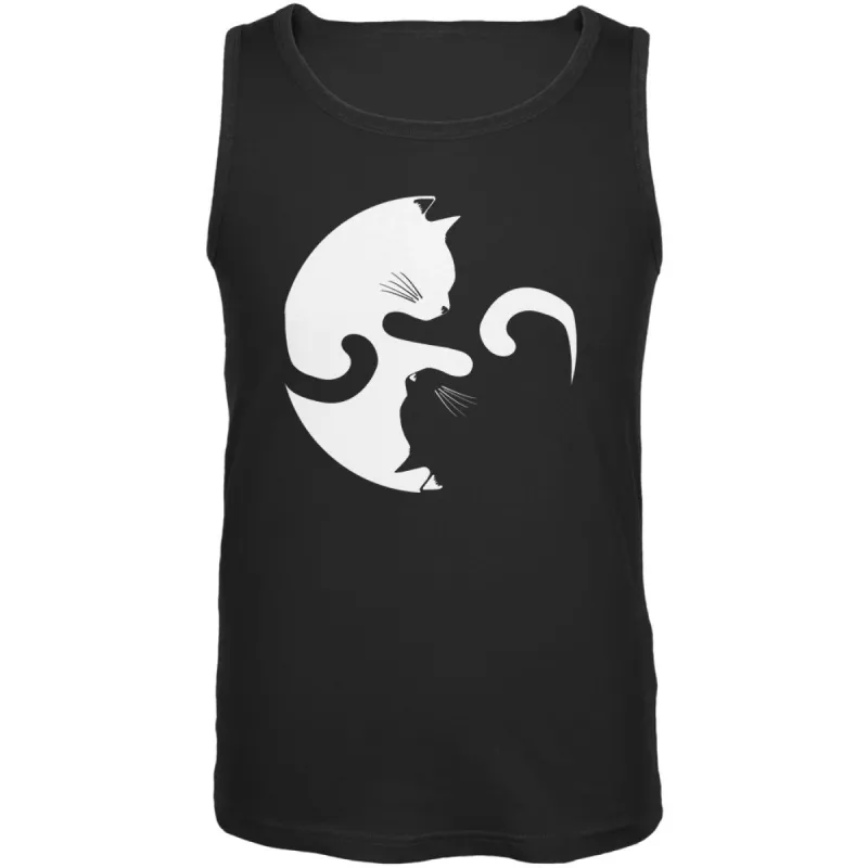 Yin Yang Cat Black Adult Tank Top sold by Old Glory
