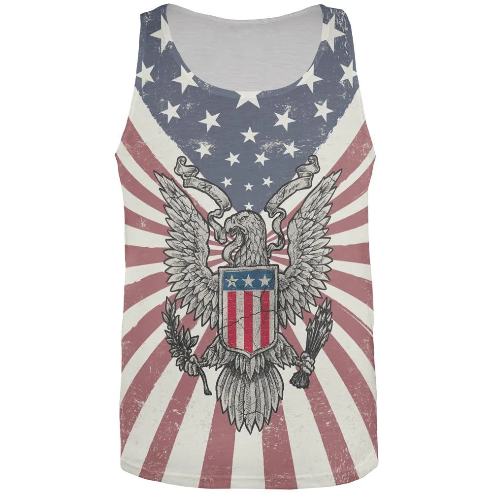 4th of July Born Free Distressed American Eagle All Over Mens Tank Top sold by Old Glory