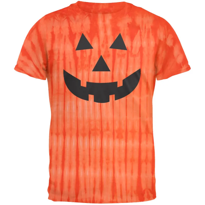 Halloween Pumpkin Jack-O-Lantern Tie Dye Face Adult T-Shirt sold by Old Glory