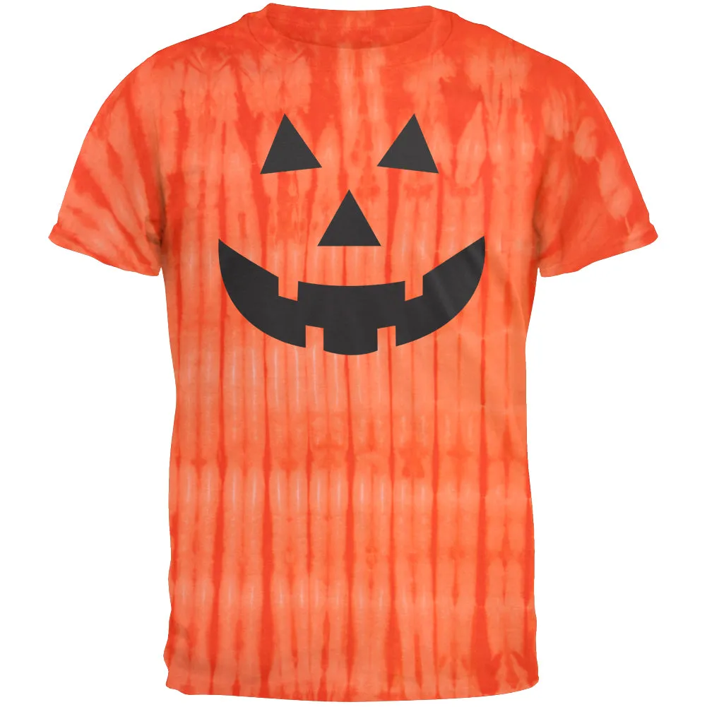 Halloween Pumpkin Jack-O-Lantern Tie Dye Face Adult T-Shirt sold by Old Glory