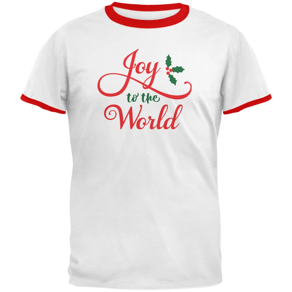 Christmas Joy to the World Script Mens Ringer T Shirt sold by Old Glory