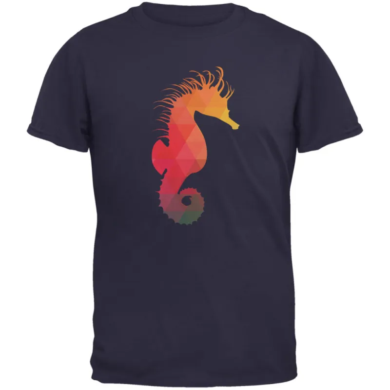 Seahorse Geometric Navy Adult T-Shirt sold by Old Glory