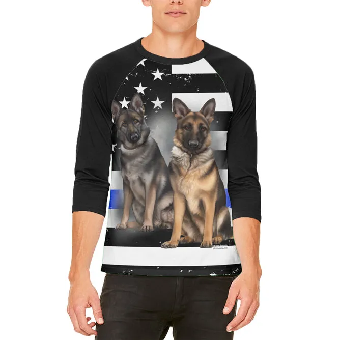 Thin Blue Line K9 Unit German Shepherd Live Forever Mens Raglan T Shirt sold by Old Glory