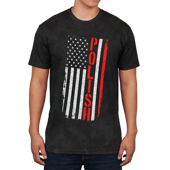 Polish American Distressed Flag Mens Soft T Shirt sold by Old Glory
