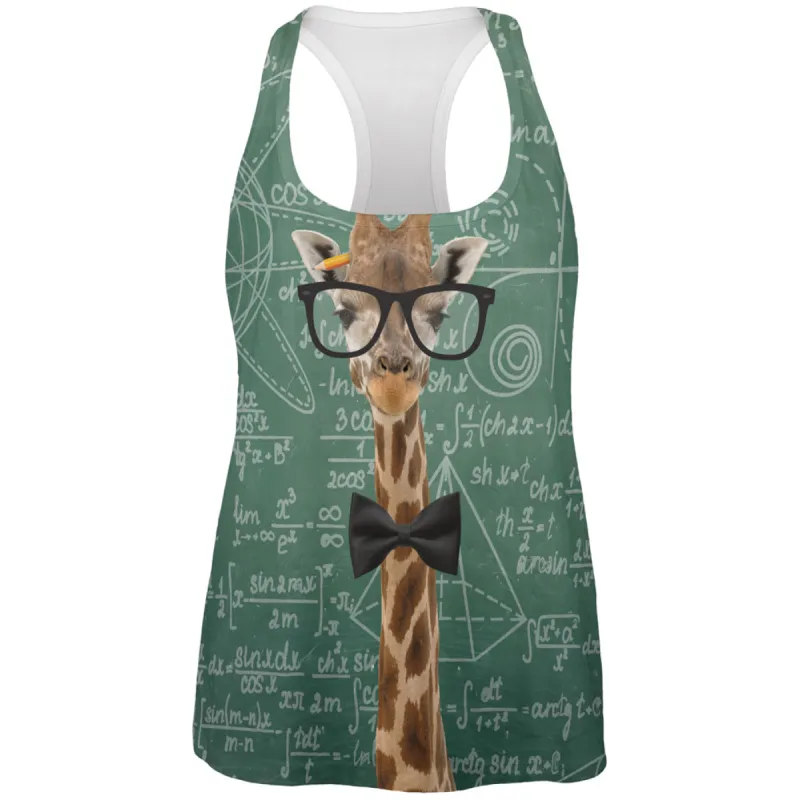 Giraffe Geek Math Formulas All Over Womens Work Out Tank Top sold by Old Glory