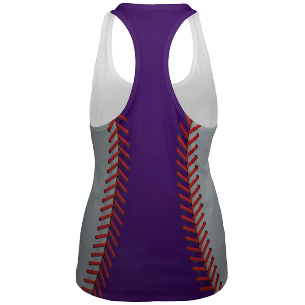 Baseball League Purple and Silver All Over Womens Work Out Tank Top sold by Old Glory product image thumbnail 2