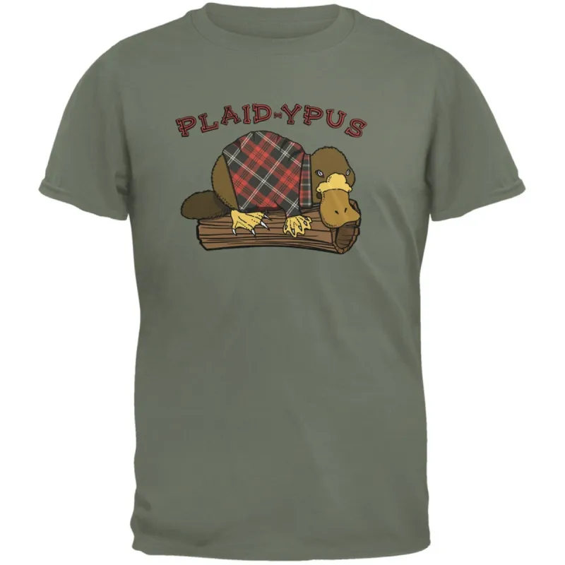 Funny Platypus Plaid-ypus Gravel Adult T-Shirt sold by Old Glory