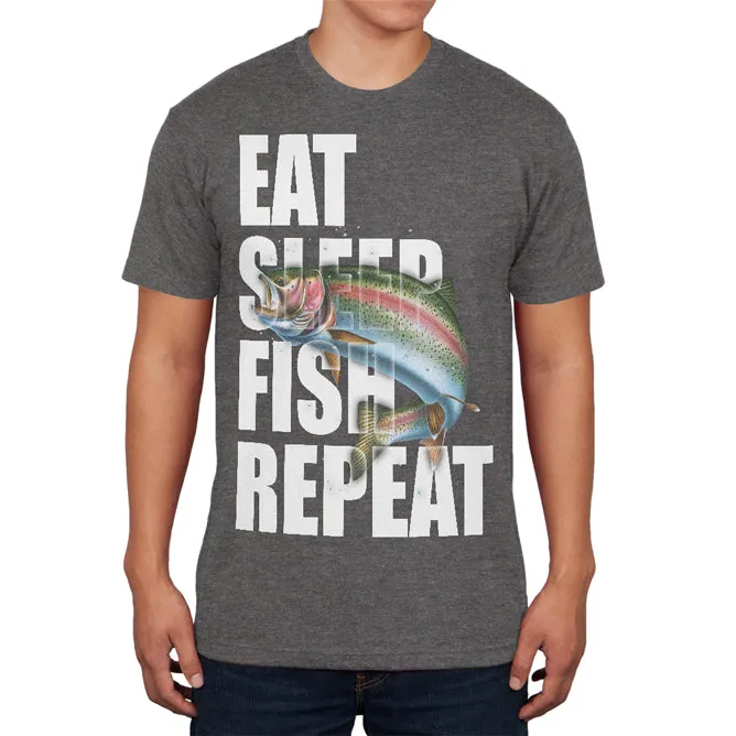 Eat Sleep Fish Repeat Rainbow Trout Mens Soft T Shirt sold by Old Glory