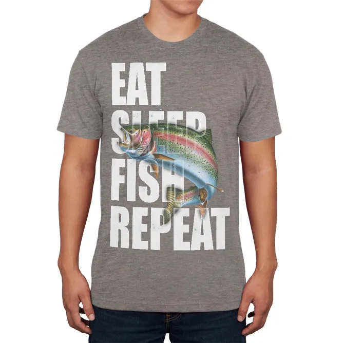 Eat Sleep Fish Repeat Rainbow Trout Mens Soft T Shirt sold by Old Glory product image thumbnail 3