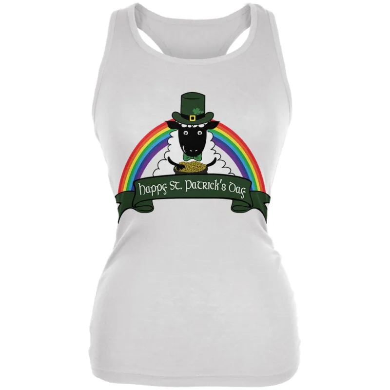 St. Patrick's Day Irish Sheep Leprechaun Gold Luck Juniors Soft Tank Top sold by Old Glory